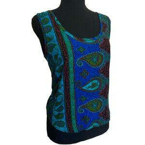 Vintage Hot Stuff Blue Paisley Retro Hippie Bohemian Tank